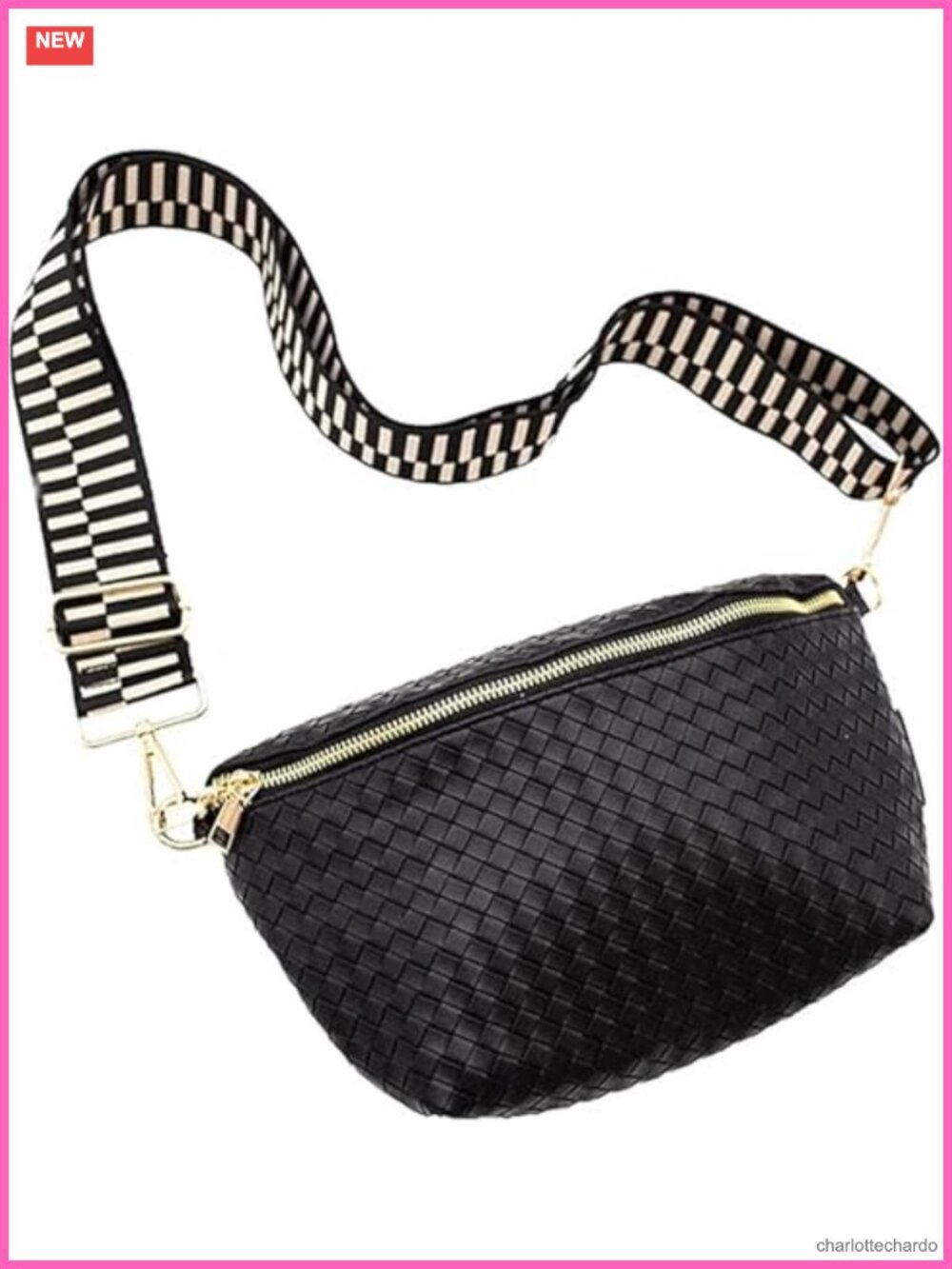Woven Vegan Leather Crossbody Bag for Women, Sling Handbag